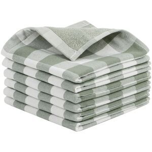 Dishcloths Soft Absorbent Drying Kitchen Washcloths with Hang Loop Green